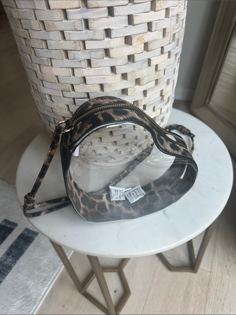 Clear Heart-Shaped Crossbody Bag with Brown leopard Trim - Picture 8 of 8